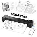 Portable Printer Wireless for Travel, D80 Thermal Printer, Inkless Printers, Compatible with iOS, Android, Laptop, Supports 8.5" x 11" US Letter & A4 & A5 for Home Use, Office, Vehicles, Black