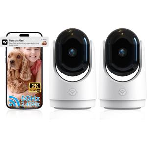 Security Camera Indoor Cam-2K 360 WiFi Cameras for Home Security,Pan & Tilt,Pet/Dog/Baby Camera with Phone app,2-Way Audio,Night Vision,24/7 Cloud & Micro SD Card Storage 2 Pack