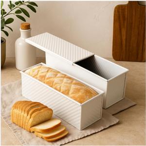 2-Pack 13x5 Pullman Loaf Pan with Lid, Nonstick, Sandwich Bread