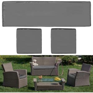 Lounsweer 3 Pcs Outdoor Cushion Covers Patio Cushion Replacement Covers 2 Covers 18 x 18 x 2 and 1 Cover 42 x 18 x 3 for Patio Furniture Outdoor Washable Water Resistant for Couch Sofa (Dark Gray)
