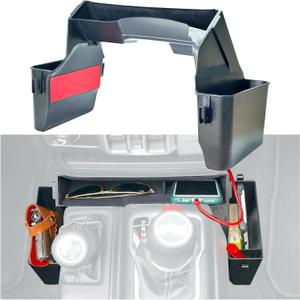 JVMA Center Console Organizer Gear Shift Tray for Jeep Gladiator Accessories and Jeep Wrangler JL JLU 2026 2025 2024-2018 Rubicon Sahara 4xe Storage Box Hook (US Patent) Interior