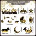 Leinuosen Wood Eid Al Adha Decoration Mubarak Wooden Pendant Ornament Moon Star Decorative Hanging Ornaments Ramadan Kareem Decoration Hanging Plaque Sign for Home Wall Party Decor