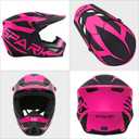Motocross Helmet,Youth Adult ATV Dirt Bike Motorcycle Helmet,BMX 4-Wheeler Off-Road Mountain Bike Helmet,DOT Certified,W/Gloves Goggles Mask 4-Piece Set (X Pink, Small)