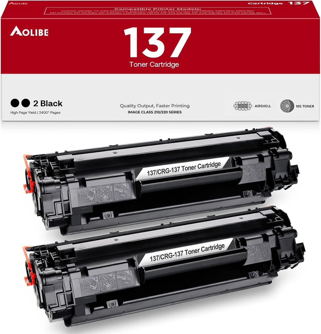137 Compatible Toner Cartridge Replacement for Canon 137 Black Toner Cartridge, use for Canon Image CLASS MF232w, MF242dw, MF212w, MF216n, MF217w, MF244dw, MF247dw, MF249dw, MF227dw, 2 Pack