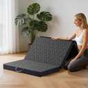 Foldable Mattress Twin,4" Trifold Mattress with Washable Cover & Non-Slip Bottom,Folding Mattress Comfort for Back Pain Relief,Tri Folding Mattress for Guest Floor Bed,Yoga,Camping,RV Travel