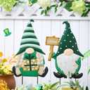 TERESA'S COLLECTIONS St. Patricks Decorations Outdoor for Home, 2Pcs Metal Gnome Decor Garden Stakes, Saint Patricks Yard Art Welcome Signs Gifts, Luck of The Irish Decor Yard Lawn Porch, 25" (Large, Green)