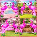 KOOY 12FT Summer Inflatables Flamingo Arch, Built in LED Lights Flamingos Party Decorations, Blow Up Flamingo Yard Decor for Summer Luau Hawaiian Tiki Tropical Party, Outdoor, Garden, Yard Lawn