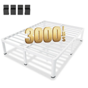 MAF 14 Inch Queen Metal Platform Bed Frame White with Round Corner Legs, 3000 LBS Heavy Duty Steel Slats Support, Noise Free, No Box Spring Needed, Easy Assembly