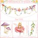 Fairy Party Banner, Fairy First Birthday Party Decorations, Mushroom Flower Banner for Baby Shower Garden First Fairies Tale Theme Girls Birthday Wedding Decor