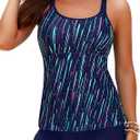 Yonique Blouson Tankini Swimsuits for Women Loose Fit Floral Printed Modest Two Piece Bathing Suits XL