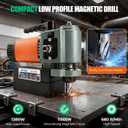 1380W Magnetic Drill Press, Portable Low Profile Mag Drill Press with 3/4" Annular Cutter, 2585lbf 680RPM Powerful Drilling Machine, 1.4" Boring Diameter, Industrial Equipment Installation Tool