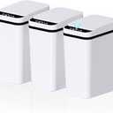 Jinligogo 3Pack Bathroom Small Trash Can with Lid, 2.6 Gallon Touchless Automatic Garbage Can Slim Waterproof Motion Sensor Smart Trash Bin for Bedroom, Office, Living Room White/Black/Grey