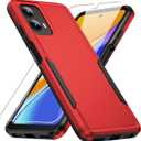 for Moto G 5G 2024 Case,with Screen Protector[Military Grade Drop Tested] Heavy-Duty Tough Rugged Shockproof Protective Case for Motorola G 5G 2024, Red