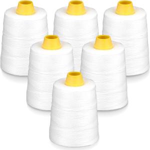 Hanchen Heavy-Duty Sewing Thread Spool, 6-Stranded Chemical Fiber Sealing Industrial Packing Synthetic Fiber Stitching Thread Spool for Bag Sewing Closing Machine, Pack of 6 Roll