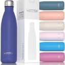 WATERSY Stainless Steel water bottles,17oz/500ml Insulated Water Bottles,Deep Blue metal water bottle Keeps Drink Cold and Hot,BPA Free kids water bottles for School,Gym,Travel,Sports