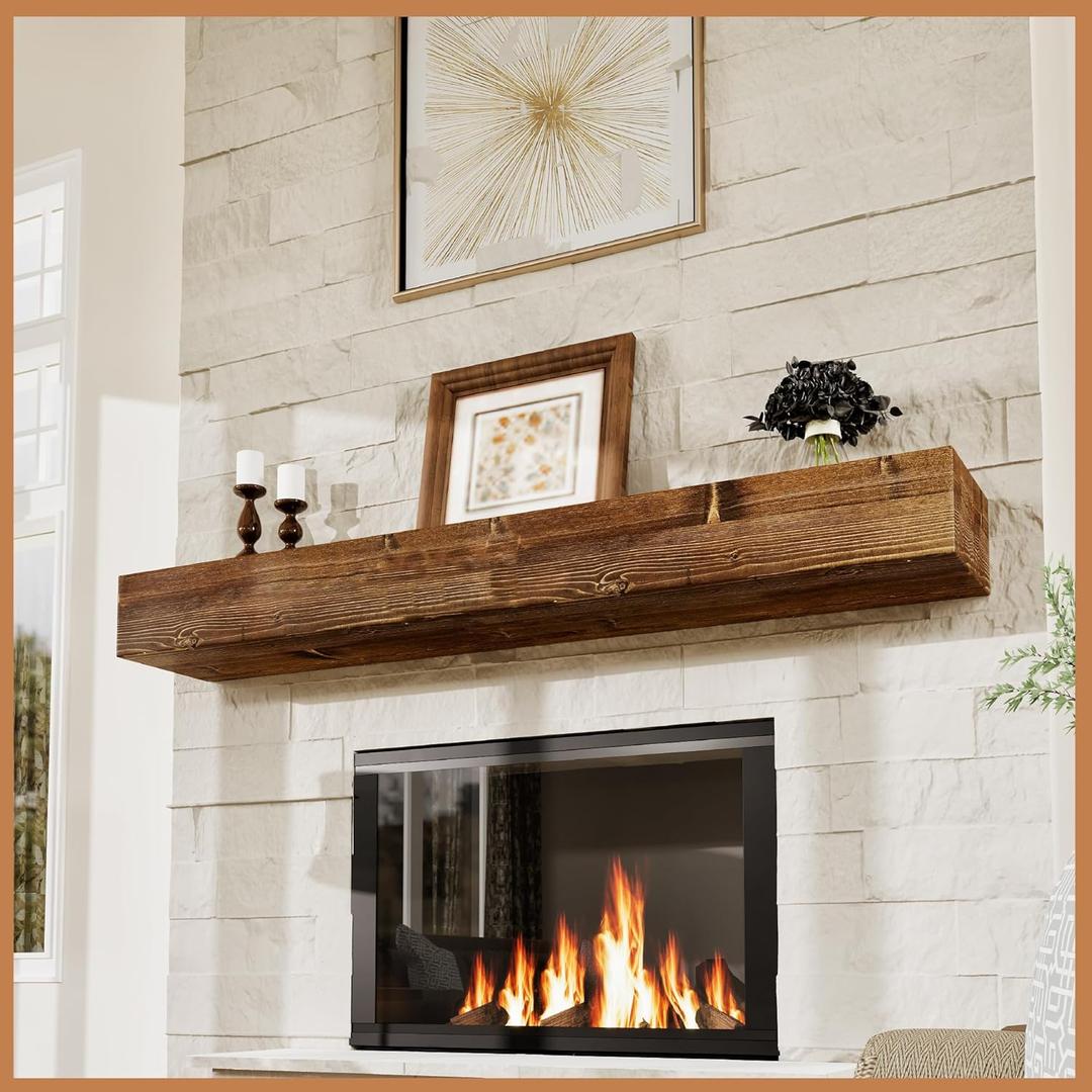 Avana Fireplace Mantel - Wall-Mounted Mantles for Over Fireplace - Farmhouse Fireplace Mantle Shelves - Handcrafted Wood Fireplace Mantels - Floating Fireplace Mantel 72 X 8 X 5 - Rustic Traditional
