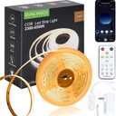 COB LED Strip Light 16.4ft, Dimmable 2300K-6500K White CCT Tunable, DC 24V Cuttable LED Tape Light, High Density 3040 LED 36W CRI 90, APP Remote Control, Music Mode, For Home DIY, Living Room, Bedroom