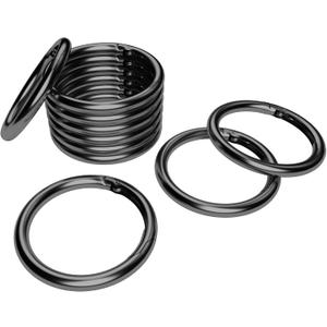 10 Pcs Metal Spring Round Carabiner Inner Diameter 1 Inch O Rings Clip Spring Ring for Keychains, Purse, Bag, Handbag (Gun Black)