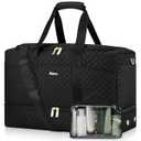 Duffle Bag for Travel, Weekender Bag with Shoe Compartment, Carry On Overnight Bag for Women with Toiletry Bag Duffel Bags with Wet Pocket for Gym Hospital Bags for Labor and Delivery Black