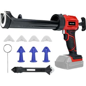 Cordless Caulking Gun for Milwaukee 18V Battery, Electric Caulk Adhesive Gun with 450lm LED Light, 4 Adjustable Speeds, Drip-free Caulk Gun, 10oz/300ml Caulking Tool for Filling, Sealing(No Battery)