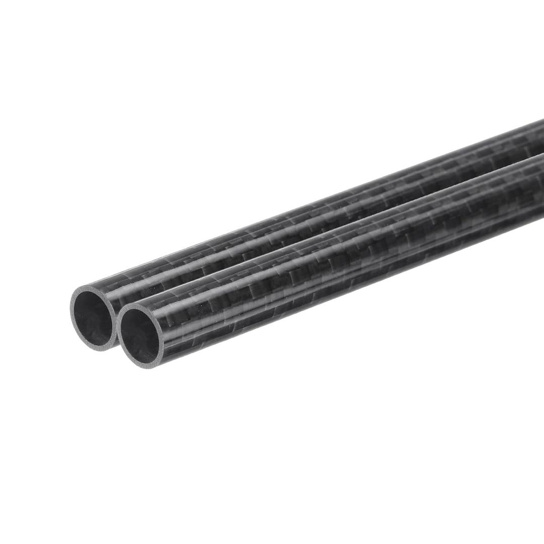 MECCANIXITY 2Pcs Carbon Fiber Tube 8 x 10 x 500mm Glossy Surface Rod 3K Roll Wrapped Pure Carbon Round Tubing for RC Airplane Multicopter
