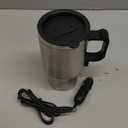 12V Car Heating Cup Stainless Steel Travel Coffee Cup Insulated Heated Thermos Mug, 450ml Car Kettle for Heating Water, Coffee, Milk, Tea (Silver, Stainless Steel Inner)