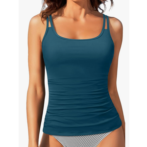 Women Tankini Swim Top Only - Tummy Control Swimsuit Bathing Suit Top M