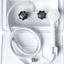 RV Outdoor Shower Exterior Shower Box Kit with Camper RV Outside Showers Faucet Valve + Coiled Hose + Sprayer Head + Lock, Replacement for Camper, Van, Travel Trailer, Motorhome and Boat,White