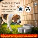 PETTEN 3L Automatic Dog Water Bowl Dispenser, Stainless Steel Self-Filling Water Bowl for Large Dogs & Outdoor Auto-Filling Fresh Water with 3/4" GHT Hose Connection
