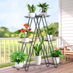 Heavy Duty Metal Plant Stand, Indoor Outdoor Plant Shelf & Rack - 3 Tiers 7 Pots, Plant Holder for Plants/Flowers/Planters, for Living Room Home Corner Patio & Garden