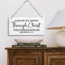I Can Do All Things Through Christ Wall Art Sign, Printed Wood Plaque Sign Wall Hanging, Christian Signs For Home Decor Wall, Philippians 4:13 Wall Decor Gift, Farmhouse Decor Wall Art Sign 12" x 6" (style 01)