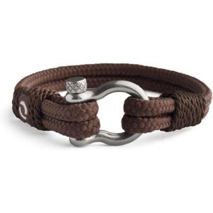 Mens Rope Bracelet - Stainless Steel Silver Shackle, Extremely Durable and Scratch Resistant Waterproof Paracord, Handmade, Nautical Wristband for Men (Chocolate)