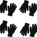 4 Pairs Winter Knit Gloves for Kids Unisex Stretchy Warm Magic Black Gloves Children Toddler Boys Girls Mittens