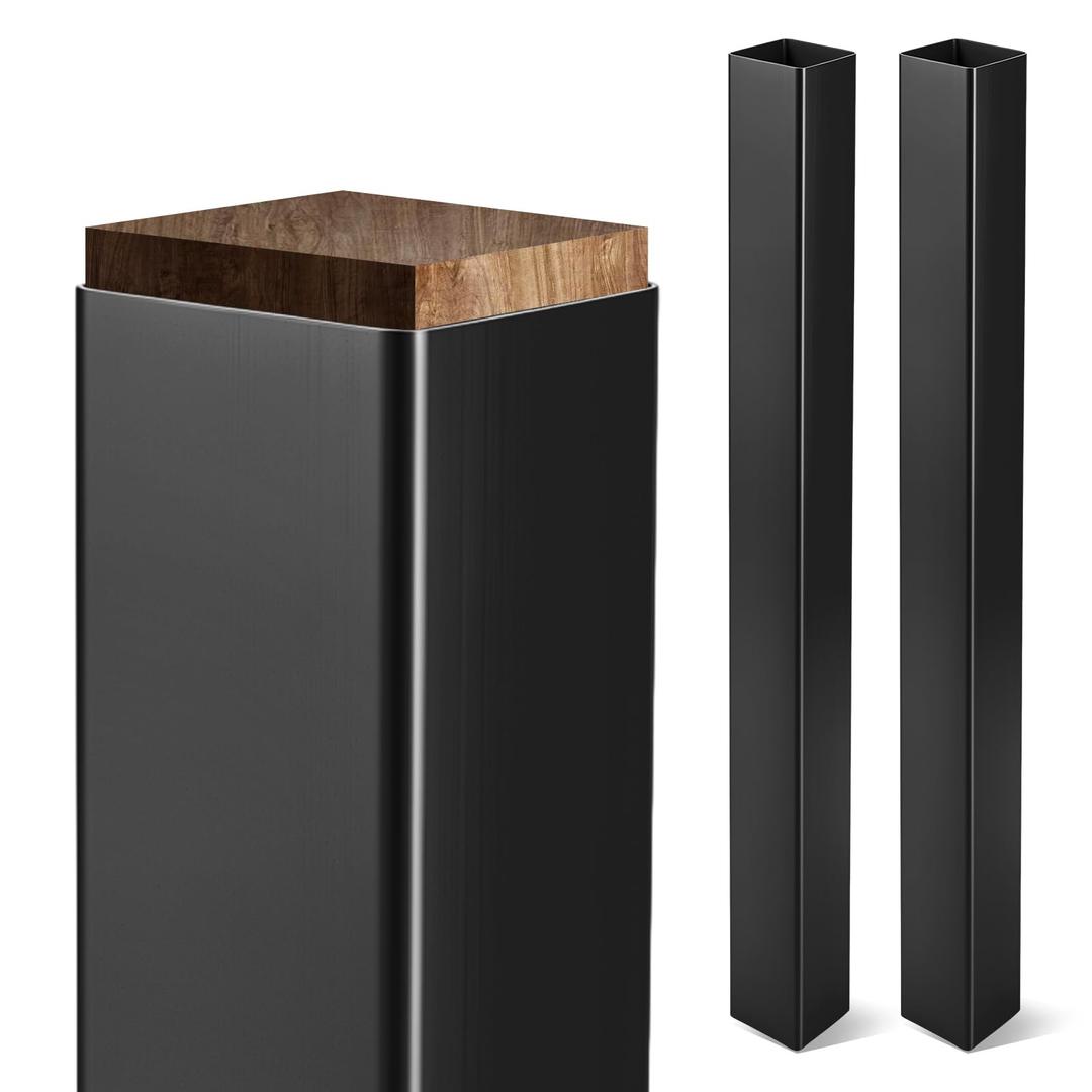 Thyle 2 Pcs 4 x 4 x 39.4 Inches(Actual 3.5 x 3.5) Post Sleeve Vinyl, Black