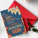 2 x Son Birthday Card, To My Son Birthday Card Gifts from Mom Dad,Gifts for Adult Sons Gift Ideas-8x5.3 Inches, Double-Sided (BX254)
