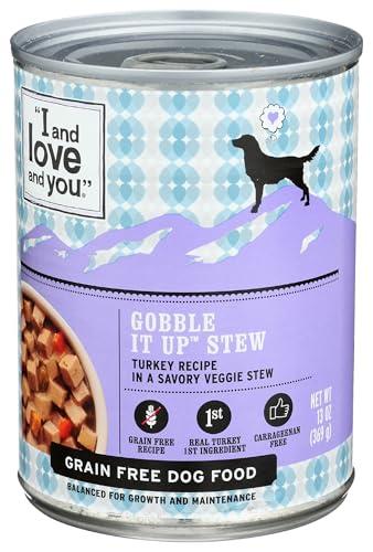 I AND LOVE AND YOU Wet Dog Food - Gobble It Up Stew - Turkey Recipe, Grain Free, Filler Free, 13OZ Best By 5/21/2028