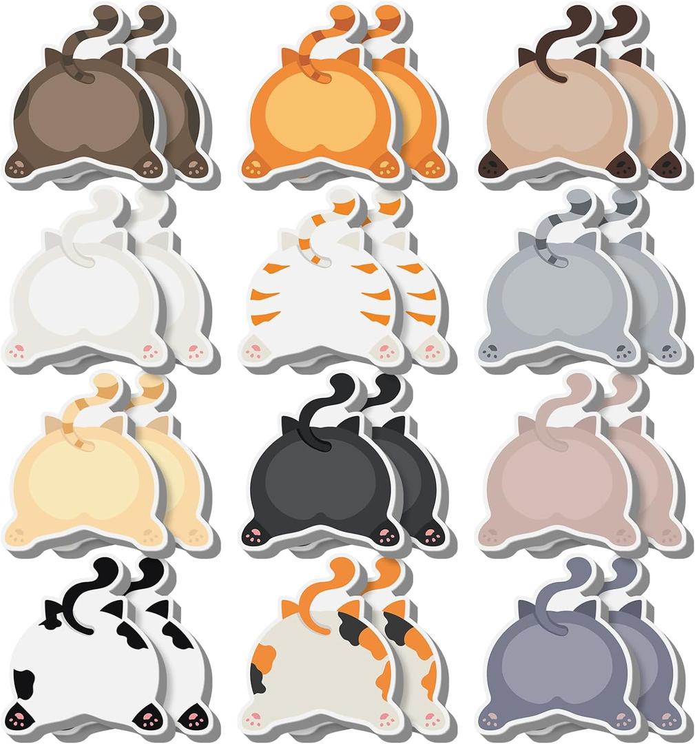 Yinder 13 Pads Cute Sticky Notes Fun Kawaii Animal Sticky Notes Pads Bulk Cartoon Memo Self Adhesive Gift for Christmas Veterinary Office School Tab Party Supplies(Fresh Cat)