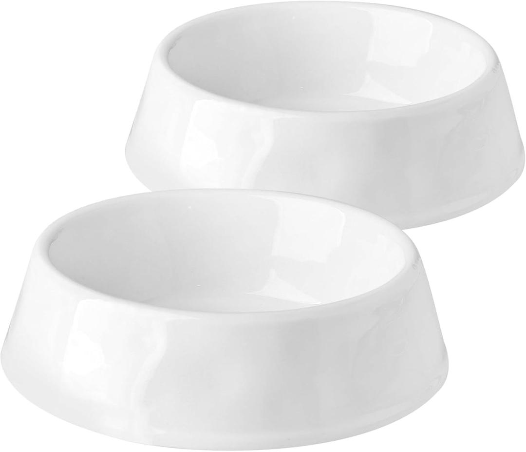 Small Dog Bowls, Ceramic Dog Food and Water Bowl Set, Dog Dish for Small Size Dog, Puppy and Cat, Pet Bowl for Feeding, White
