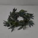 Artificial Green Eucalyptus Wreath,15 inches Greenery Wreath with Clusters of White Flowers Mini Spring/Summer Wreaths for Front Door Wall Window Decor (Multicolor-1)