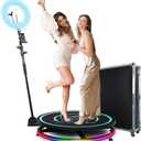 MWE 360 Photo Booth Machine for Parties with Flight Case,Logo Customization,Software APP Remote Automatic 360 Spin Camera Video PhotoBooth 68cm for 2-4 People(26.8"+Flight Case)