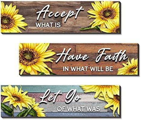 Sunflower Bathroom Decor, Flower Bathroom Wall Decor Kitchen Wall Decoration Rustic Inspirational Wooden Sign Farmhouse Vintage Home Living Room Decor