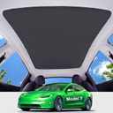 Upgrade Tesla Model Y Sunshade RoofNever Sag, Nano Ice-Crystal Tech3-Gen Magnetic Heat Insulation Glass Roof Sun Shade, Keep Cooling Foldable Sunshade Accessories for Tesla Model Y 2020~2024(Black)
