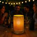 Rattan-Style Table Lamp Cordless, Small Boho Wicker Battery Powered Desk Lamp with Timer for Bedroom, Living Room, Bedside, Entryway, Patio, Home Decor