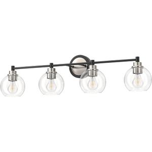VONLUCE Bathroom Light Fixtures, 4-Light Vanity Light with Globe Glass Shades E26 Sockets, Bathroom Lights Over Mirror for Bedroom Hallway Living Room, Black & Nickel Finish