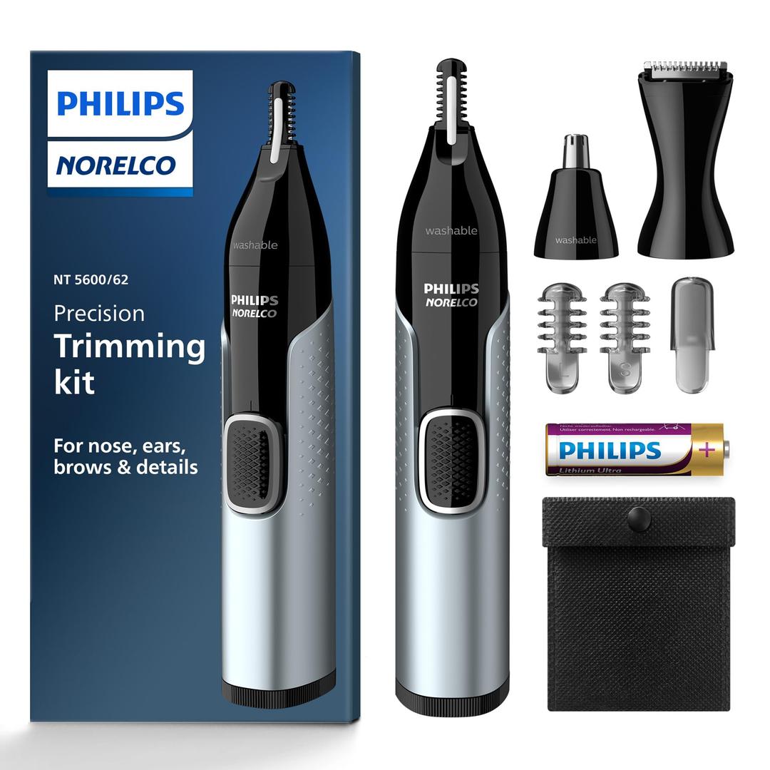 Philips Norelco Nose Trimmer 5000, For Nose, Ears, Eyebrows, Black and Silver