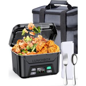 Docusvect Rechargeable Heated Lunch Box for Men, 1.3L Cordless Electric Lunch Box for Adults with Smart Scheduled Heating, Portable Food Warmer with Complete Accessories
