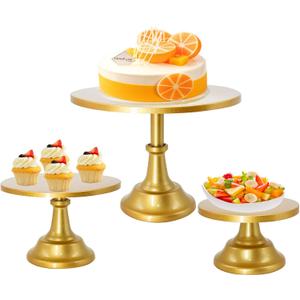 3 Set Gold Cake StandDisplay Plate Dessert Cupcake Pastry Candy for PartyElegant Round Cylinder Columns tables for Weddings Cake StandsBirthday Party