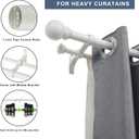 Double Curtain Rod 84 to 120 inch, Adjustable 1 inch Double Drapery Rod Rods for Windows and Doors with Ball Round Finials and Premium Aluminum Brackets Set(84-120",Matte White)