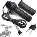 Electronic Throttle Grips Handlebar Fit for Ridstar Q20 Full Twist Throttle 48V, LED Battery Display, Key Lock, Plug and Play, Universal Electric Bike Throttle Grip for EBike Scooter Motorcycle