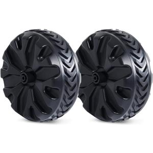 TIMBER RIDGE Replacement Wheel, Plastic Wheels with TPR Tread for Utility Wagon Cart, 7.5" Diameter X 3.4" Wide(2PCS) (Rubber Tread Wheels)